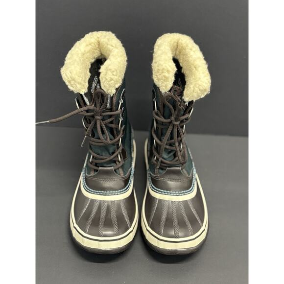 Sorel Snow Boots Winter Carnival Women 7 Black Waterproof Lined Nylon Lace Up - Picture 1 of 6